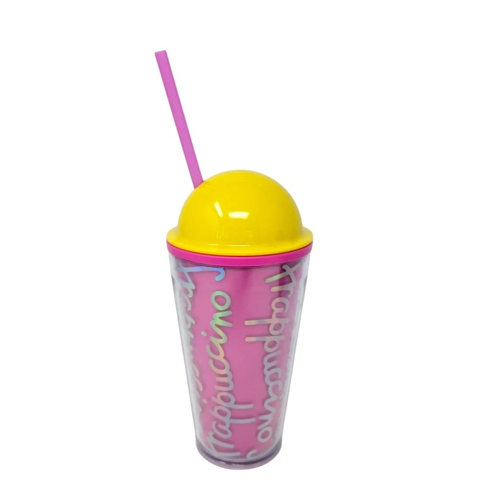 2 x Starbucks Frappuccino Set Purple Hot Pink Fuchsia  Holographic 16oz Tumblers